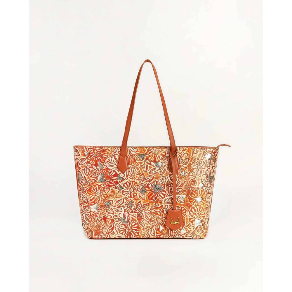 NEW LOYAL WEST women's california poppy large bag in golden floral leather